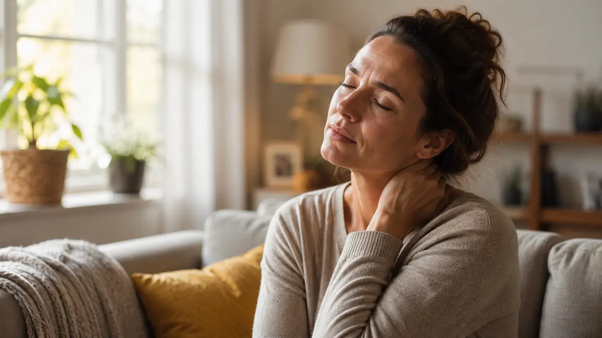 Jeune femme souffrant de maux de nuque chroniques